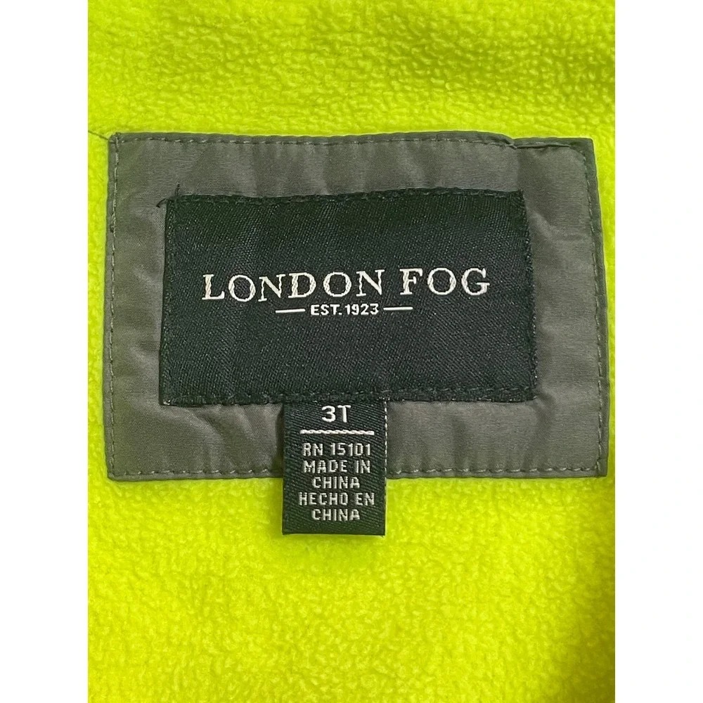 London Fog Boys Grey Orange Colorblock Fleece Lined Hooded Jacket 3T